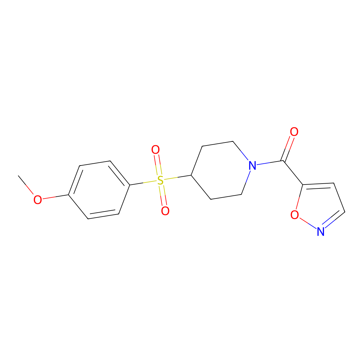 Isoxazol-5-yl(4-((4-methoxyphenyl)sulfonyl)piperidin-1-yl)methanone molecular structure, CAS 1795192-25-4