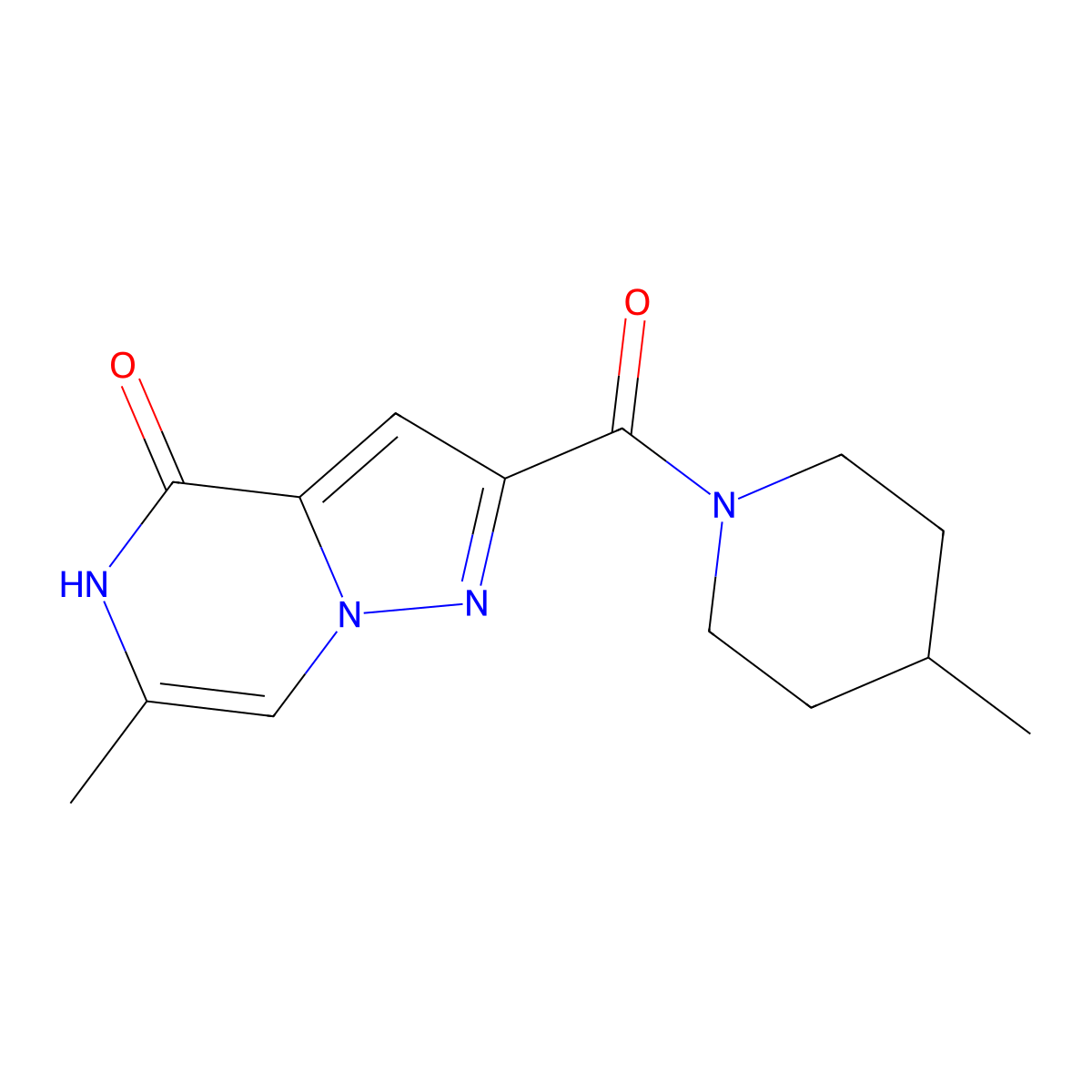 6-methyl-2-[(4-methylpiperidin-1-yl)carbonyl]pyrazolo[1,5-a]pyrazin-4(5H)-one molecular structure, CAS 1795192-32-3