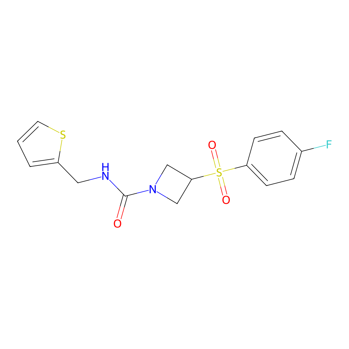 3-((4-fluorophenyl)sulfonyl)-N-(thiophen-2-ylmethyl)azetidine-1-carboxamide molecular structure, CAS 1795192-37-8