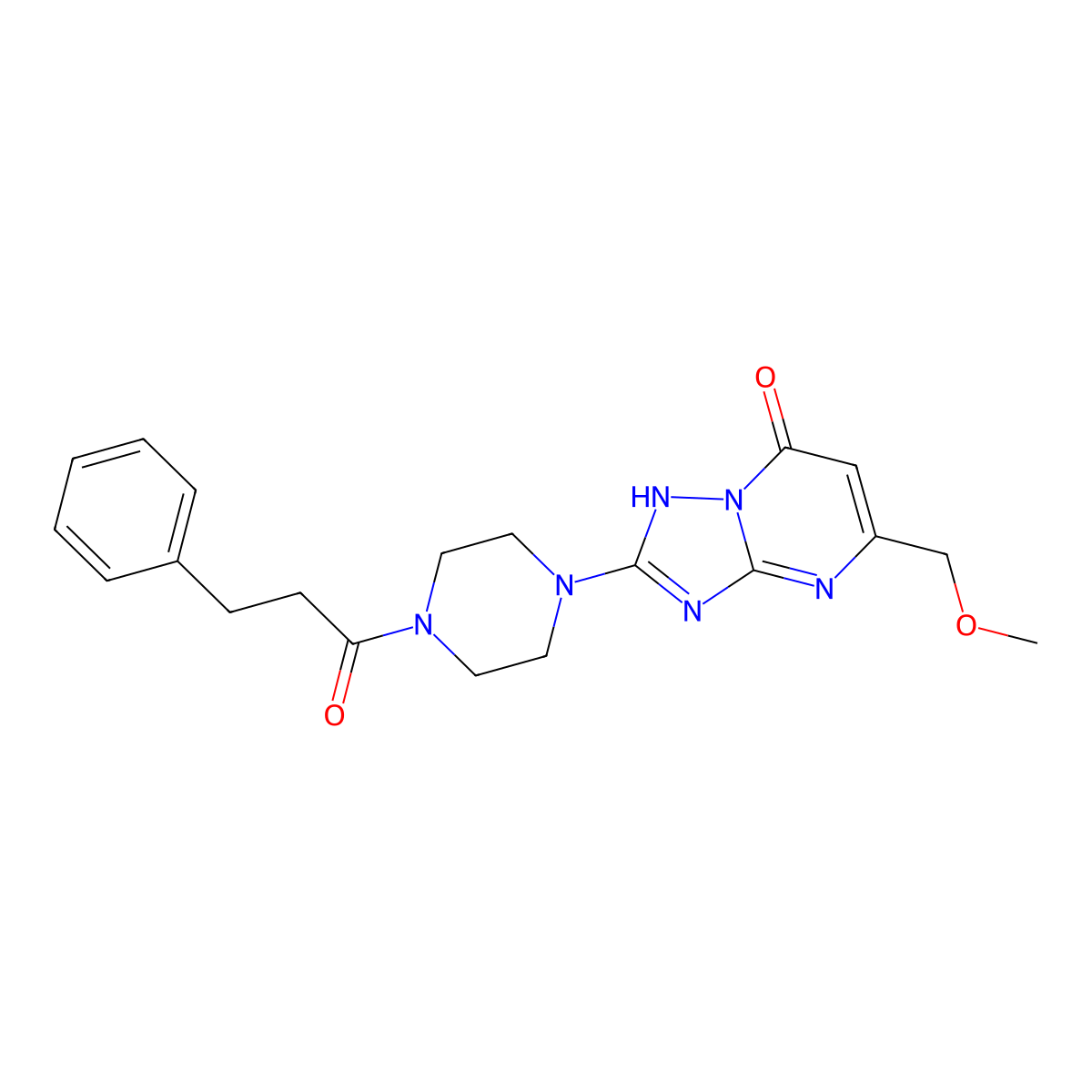 5-(methoxymethyl)-2-[4-(3-phenylpropanoyl)piperazin-1-yl][1,2,4]triazolo[1,5-a]pyrimidin-7(4H)-one molecular structure, CAS 1795192-90-3
