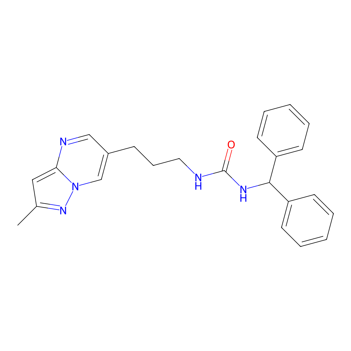 1-Benzhydryl-3-(3-(2-methylpyrazolo[1,5-a]pyrimidin-6-yl)propyl)urea molecular structure, CAS 1795193-04-2