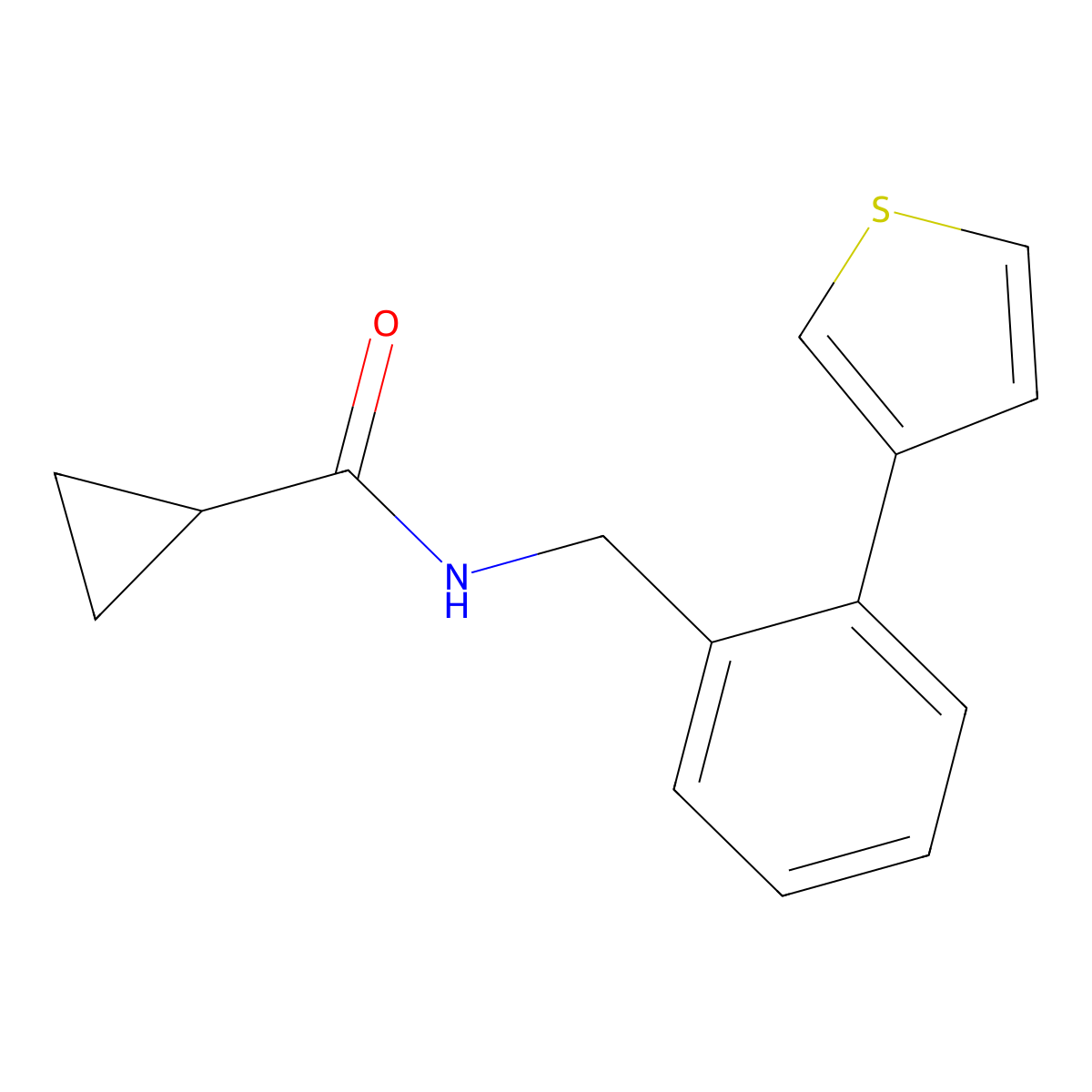 N-(2-(thiophen-3-yl)benzyl)cyclopropanecarboxamide molecular structure, CAS 1795193-13-3