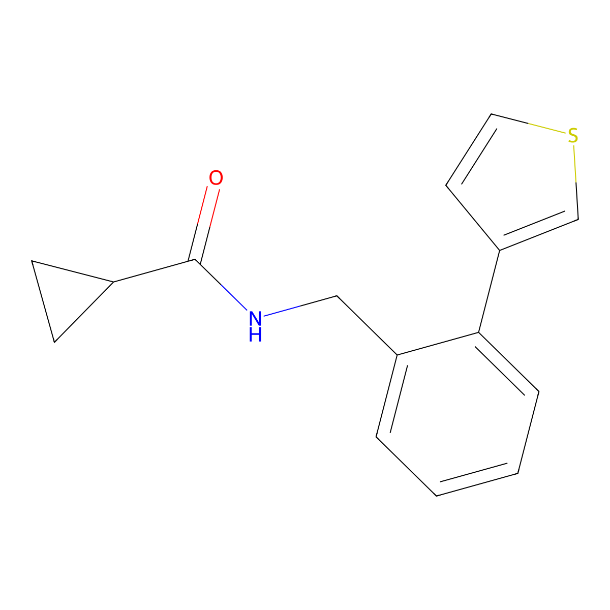N-(2-(thiophen-3-yl)benzyl)cyclopropanecarboxamide molecular structure, CAS 1795193-13-3
