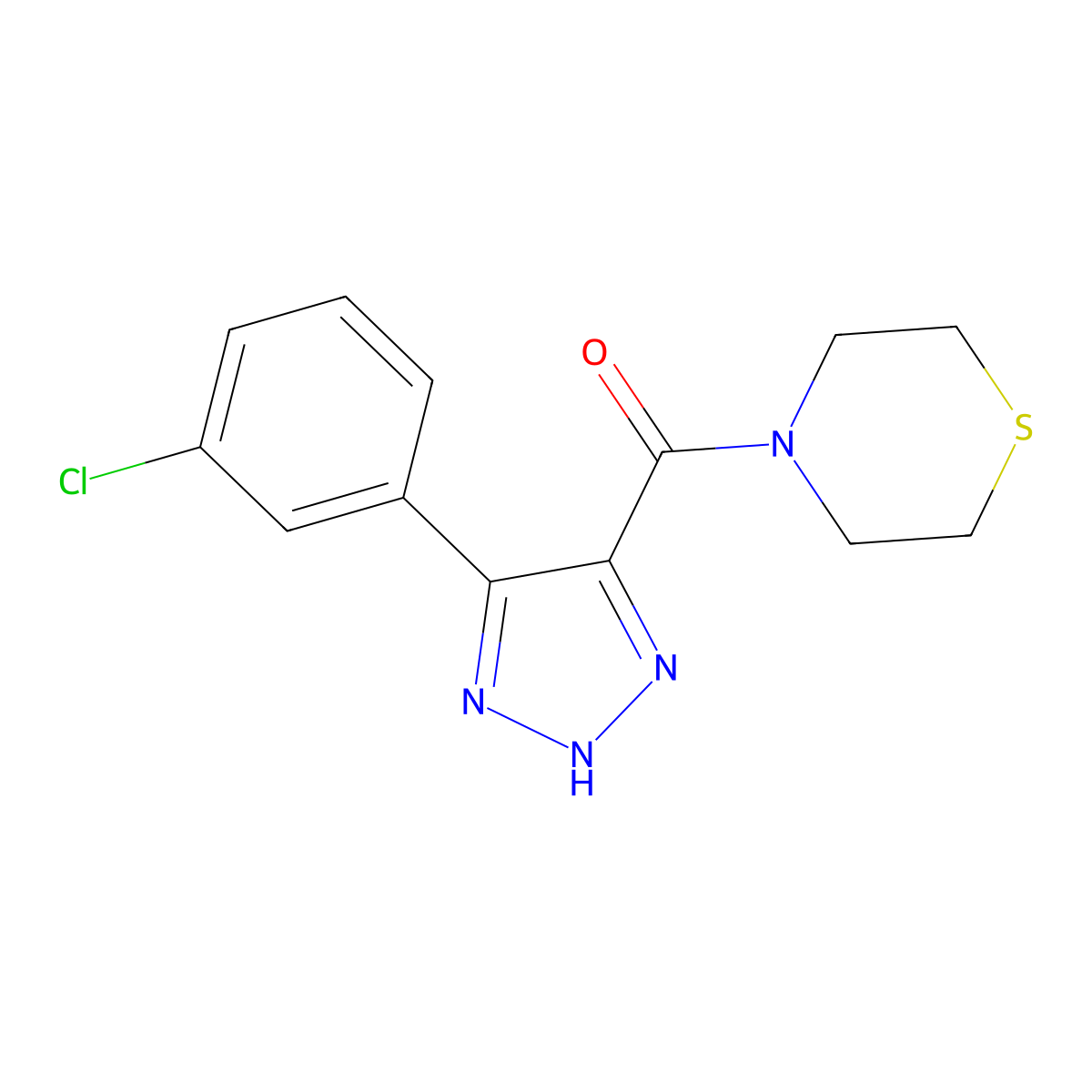 (4-(3-chlorophenyl)-1H-1,2,3-triazol-5-yl)(thiomorpholino)methanone molecular structure, CAS 1795193-16-6