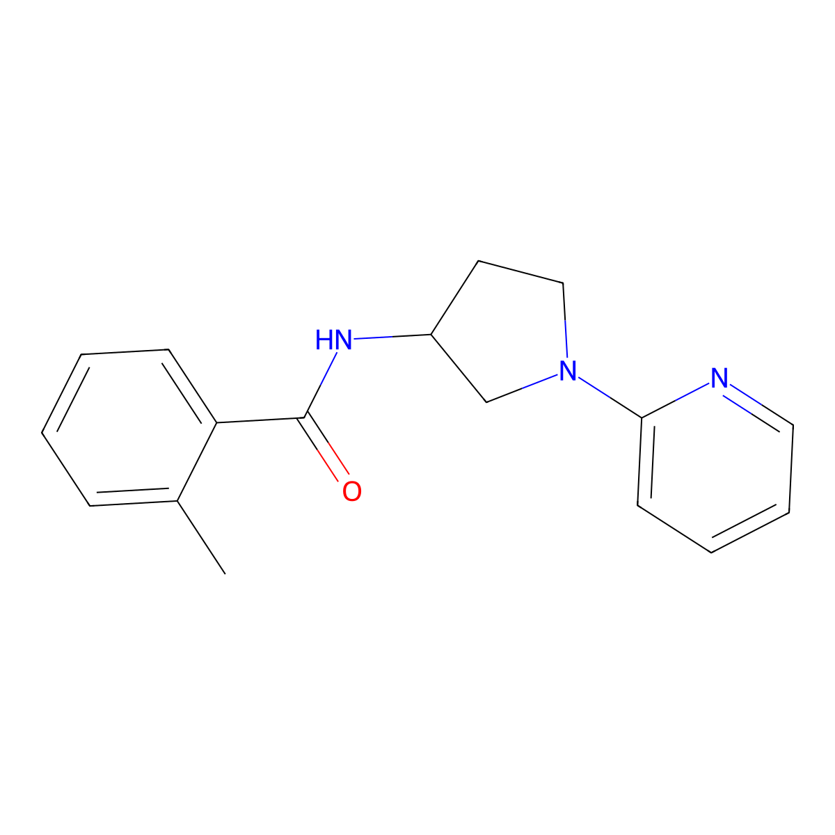 2-methyl-N-(1-(pyridin-2-yl)pyrrolidin-3-yl)benzamide molecular structure, CAS 1795193-56-4