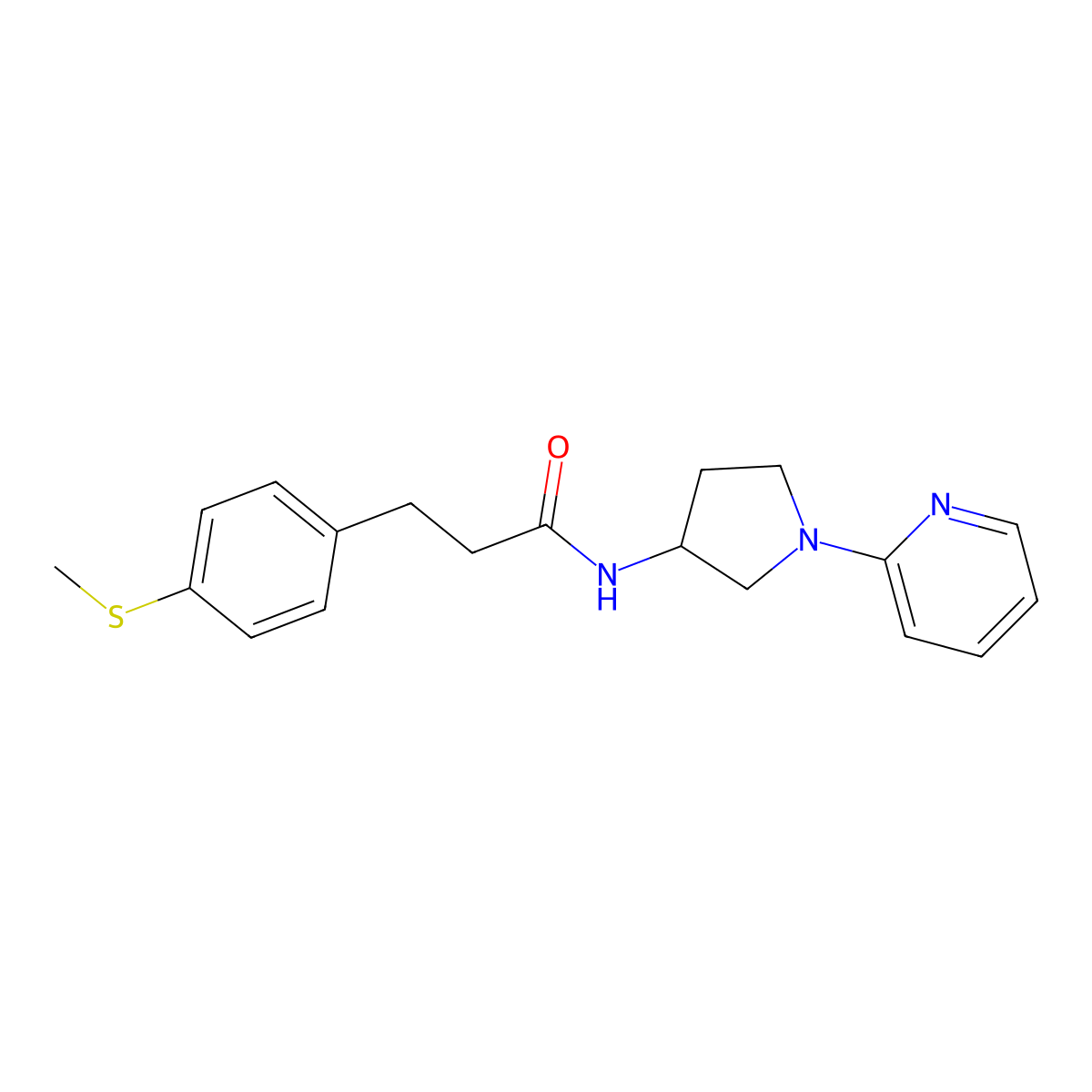 3-(4-(methylthio)phenyl)-N-(1-(pyridin-2-yl)pyrrolidin-3-yl)propanamide molecular structure, CAS 1795193-65-5