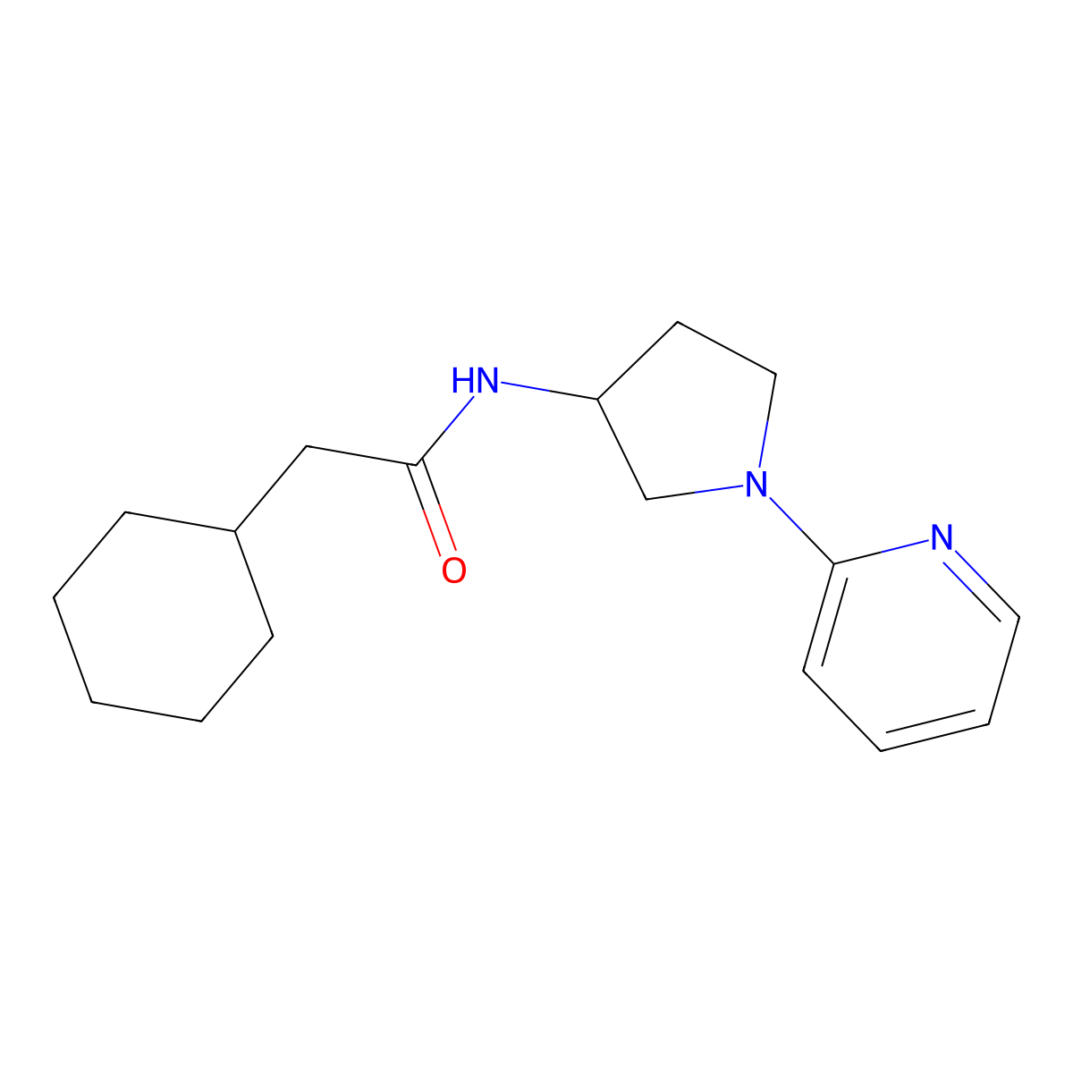2-cyclohexyl-N-[1-(pyridin-2-yl)pyrrolidin-3-yl]acetamide molecular structure, CAS 1795193-90-6