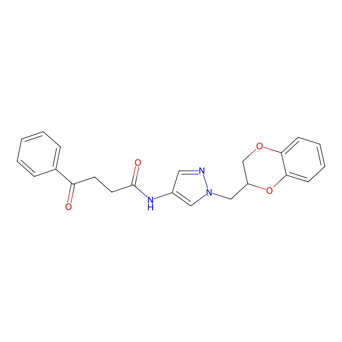 N-{1-[(2,3-dihydro-1,4-benzodioxin-2-yl)methyl]-1H-pyrazol-4-yl}-4-oxo-4-phenylbutanamide molecular structure, CAS 1795194-20-5