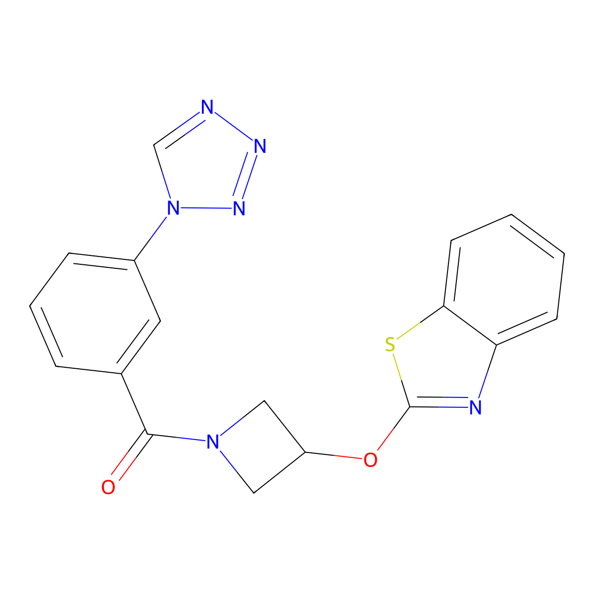 (3-(1H-tetrazol-1-yl)phenyl)(3-(benzo[d]thiazol-2-yloxy)azetidin-1-yl)methanone molecular structure, CAS 1795194-33-0