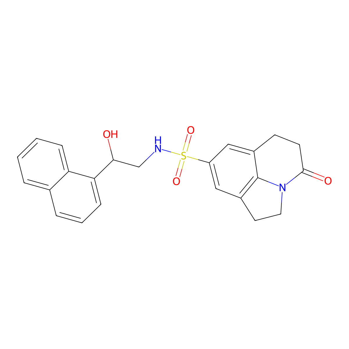 N-[2-hydroxy-2-(naphthalen-1-yl)ethyl]-11-oxo-1-azatricyclo[6.3.1.0^{4,12}]dodeca-4(12),5,7-triene-6-sulfonamide molecular structure, CAS 1795194-45-4