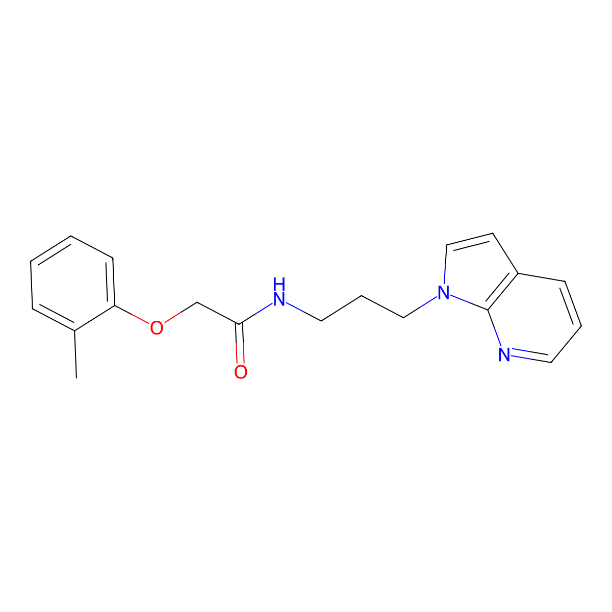 N-(3-(1H-pyrrolo[2,3-b]pyridin-1-yl)propyl)-2-(o-tolyloxy)acetamide molecular structure, CAS 1795194-48-7