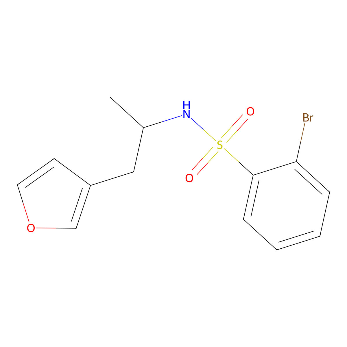 2-bromo-N-(1-(furan-3-yl)propan-2-yl)benzenesulfonamide molecular structure, CAS 1795194-77-2