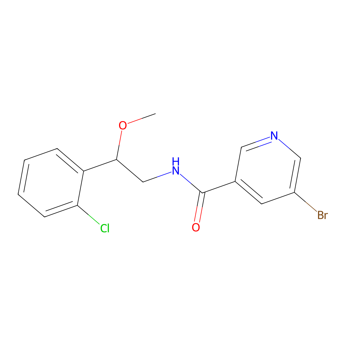 5-bromo-N-(2-(2-chlorophenyl)-2-methoxyethyl)nicotinamide molecular structure, CAS 1795195-28-6