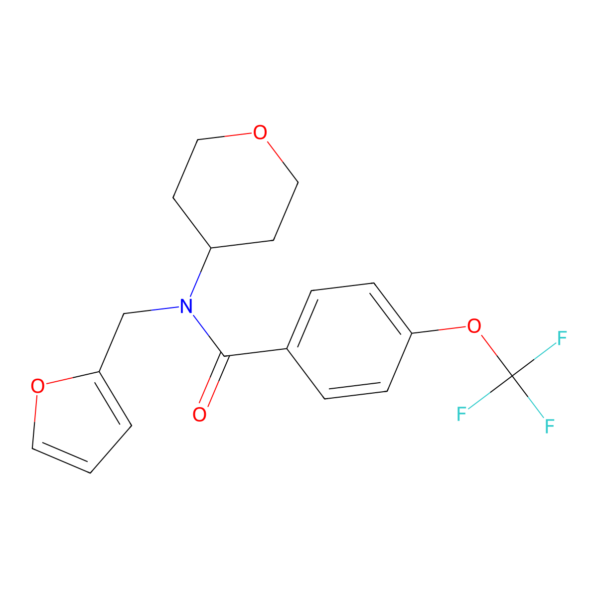 N-(furan-2-ylmethyl)-N-(tetrahydro-2H-pyran-4-yl)-4-(trifluoromethoxy)benzamide molecular structure, CAS 1795195-41-3