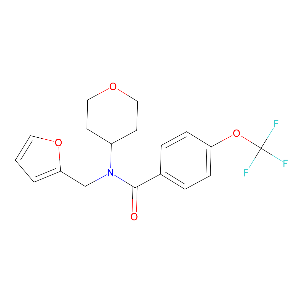 N-(furan-2-ylmethyl)-N-(tetrahydro-2H-pyran-4-yl)-4-(trifluoromethoxy)benzamide molecular structure, CAS 1795195-41-3