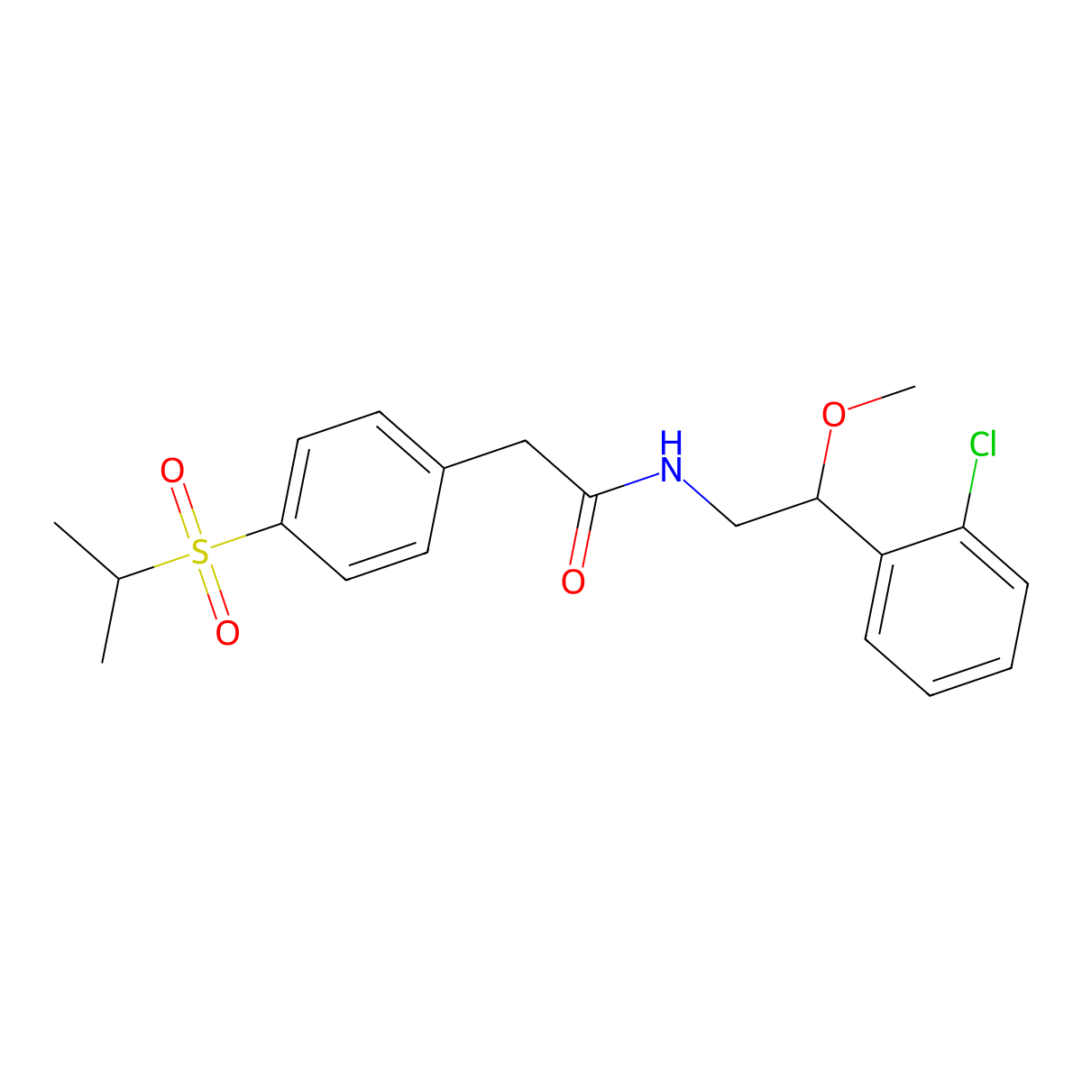 N-(2-(2-chlorophenyl)-2-methoxyethyl)-2-(4-(isopropylsulfonyl)phenyl)acetamide molecular structure, CAS 1795195-43-5
