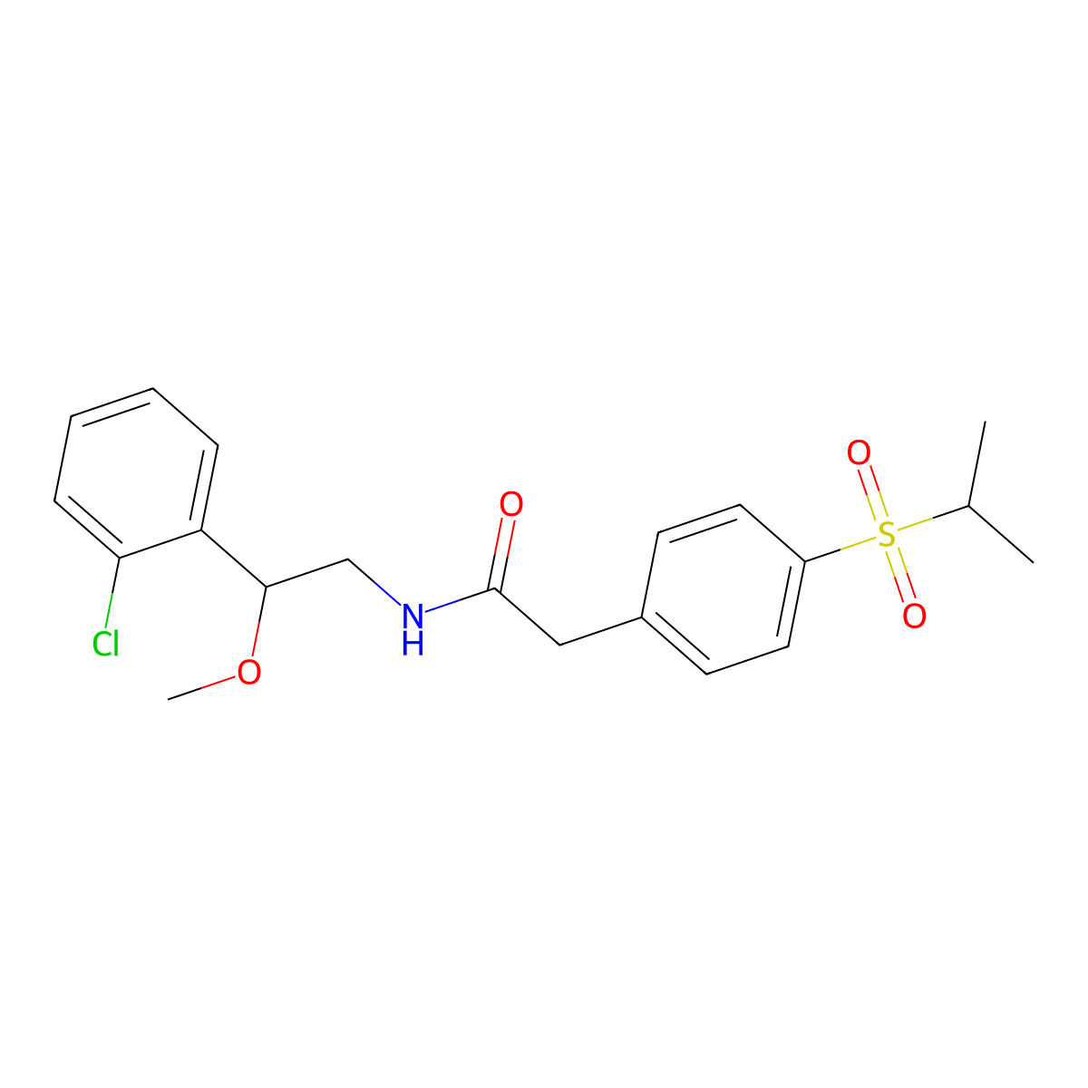 N-(2-(2-chlorophenyl)-2-methoxyethyl)-2-(4-(isopropylsulfonyl)phenyl)acetamide molecular structure, CAS 1795195-43-5