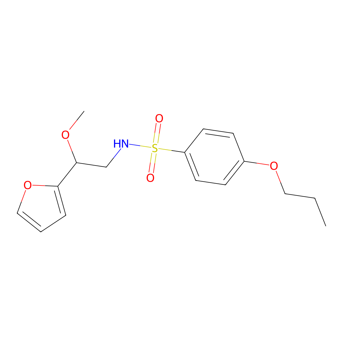 N-(2-(furan-2-yl)-2-methoxyethyl)-4-propoxybenzenesulfonamide molecular structure, CAS 1795196-16-5