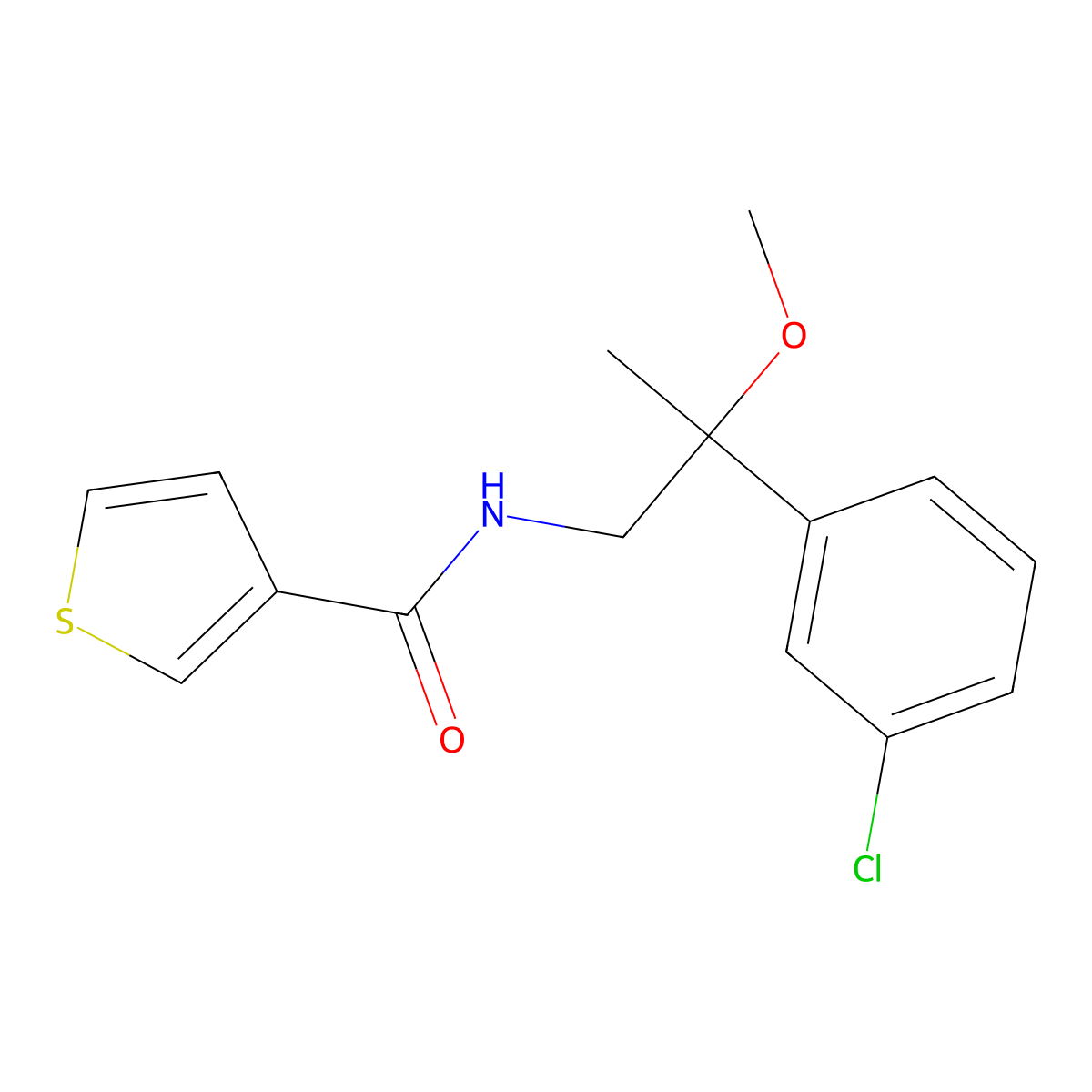 N-[2-(3-chlorophenyl)-2-methoxypropyl]thiophene-3-carboxamide molecular structure, CAS 1795196-28-9