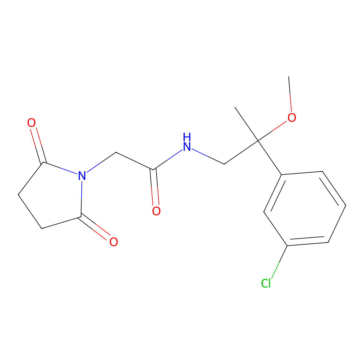 N-[2-(3-chlorophenyl)-2-methoxypropyl]-2-(2,5-dioxopyrrolidin-1-yl)acetamide molecular structure, CAS 1795196-55-2