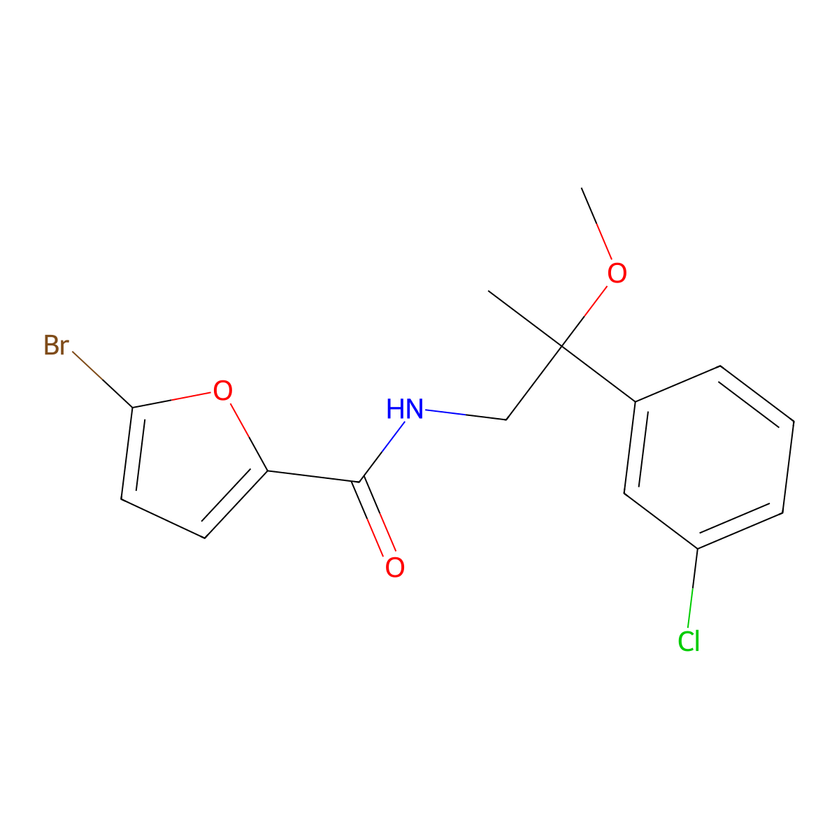 5-bromo-N-[2-(3-chlorophenyl)-2-methoxypropyl]furan-2-carboxamide molecular structure, CAS 1795196-67-6