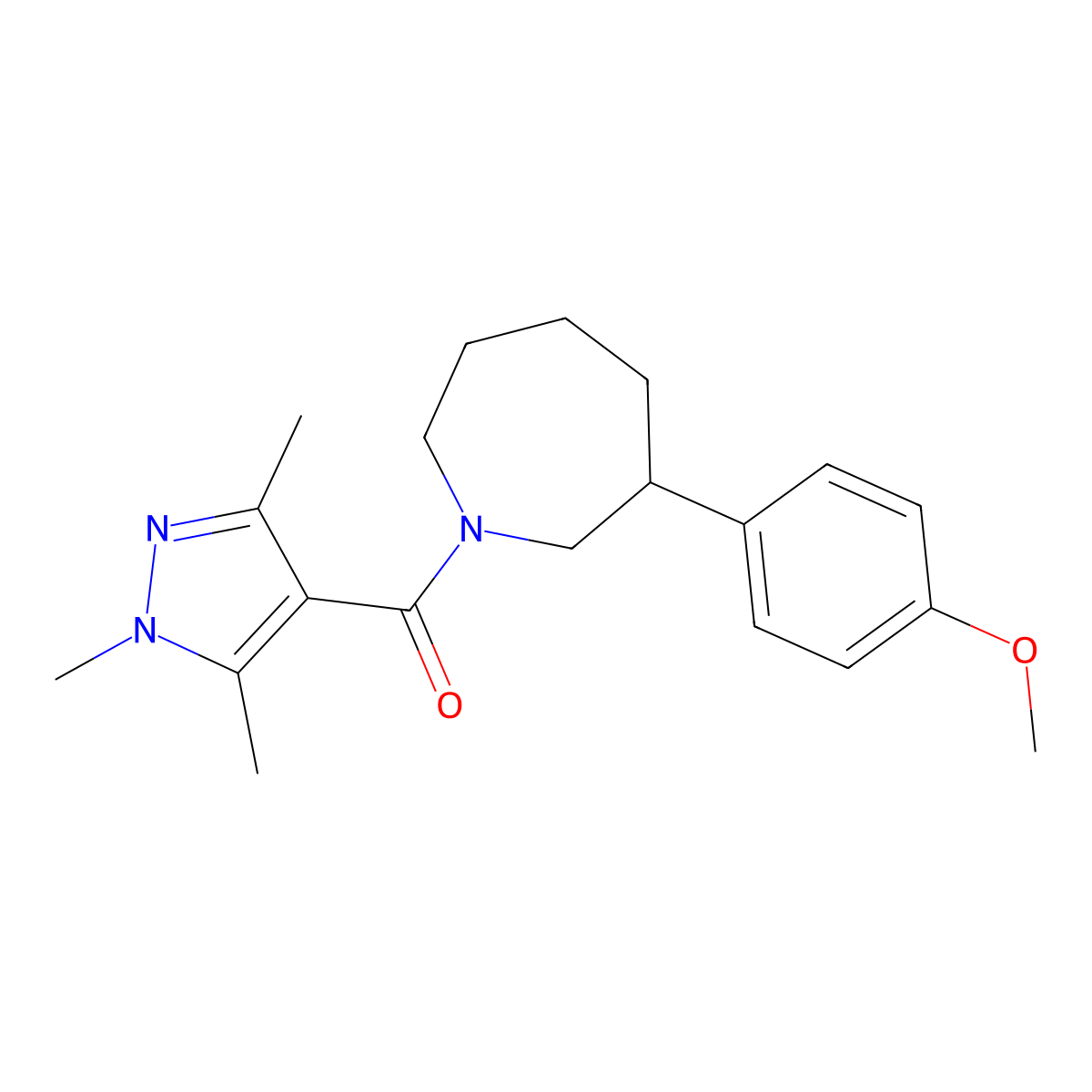 (3-(4-methoxyphenyl)azepan-1-yl)(1,3,5-trimethyl-1H-pyrazol-4-yl)methanone molecular structure, CAS 1795197-33-9