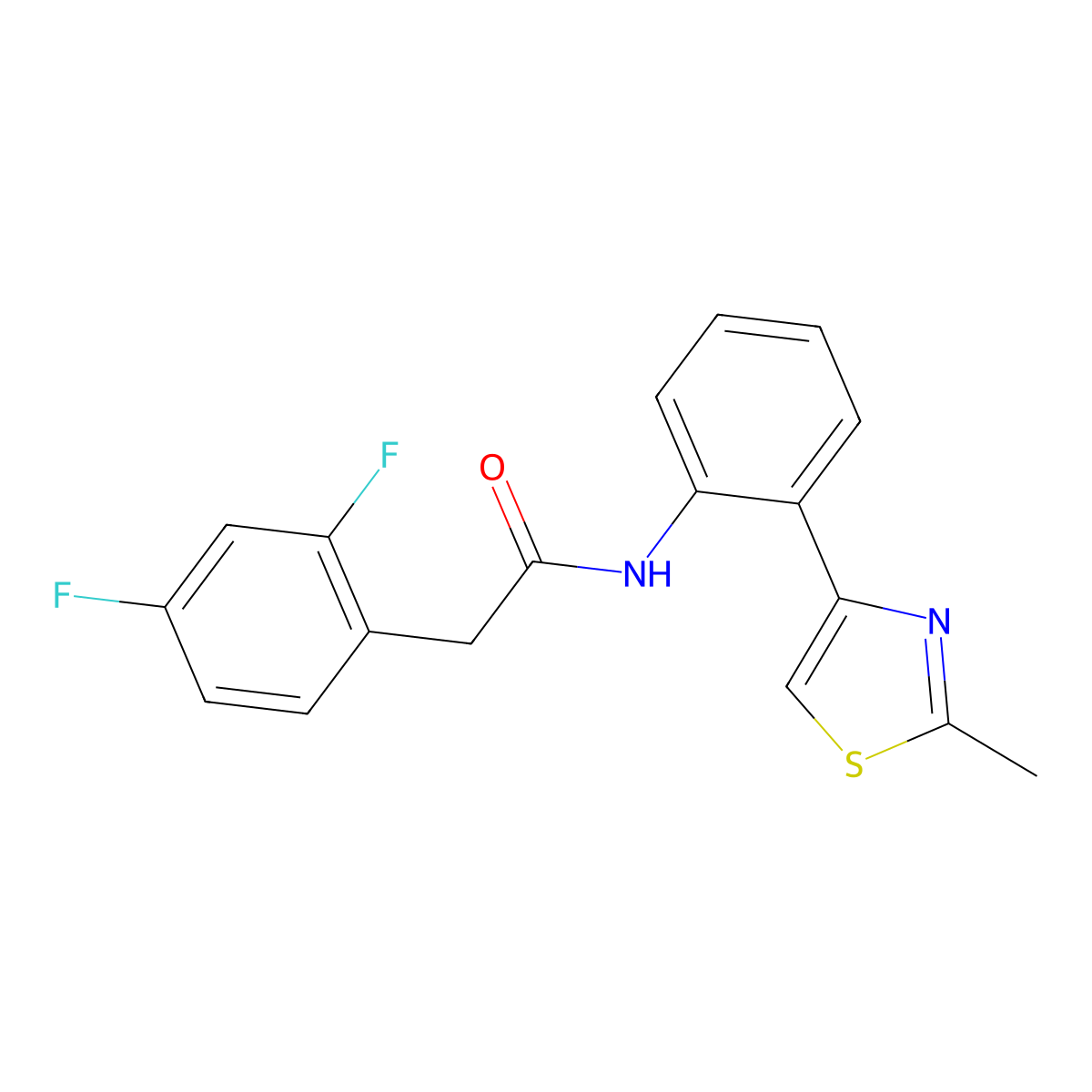 2-(2,4-difluorophenyl)-N-(2-(2-methylthiazol-4-yl)phenyl)acetamide molecular structure, CAS 1795197-78-2