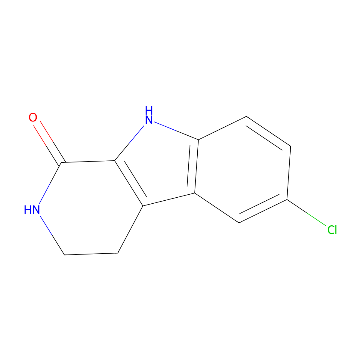 1H-Pyrido(3,4-b)indol-1-one, 2,3,4,9-tetrahydro-6-chloro- molecular structure, CAS 17952-83-9