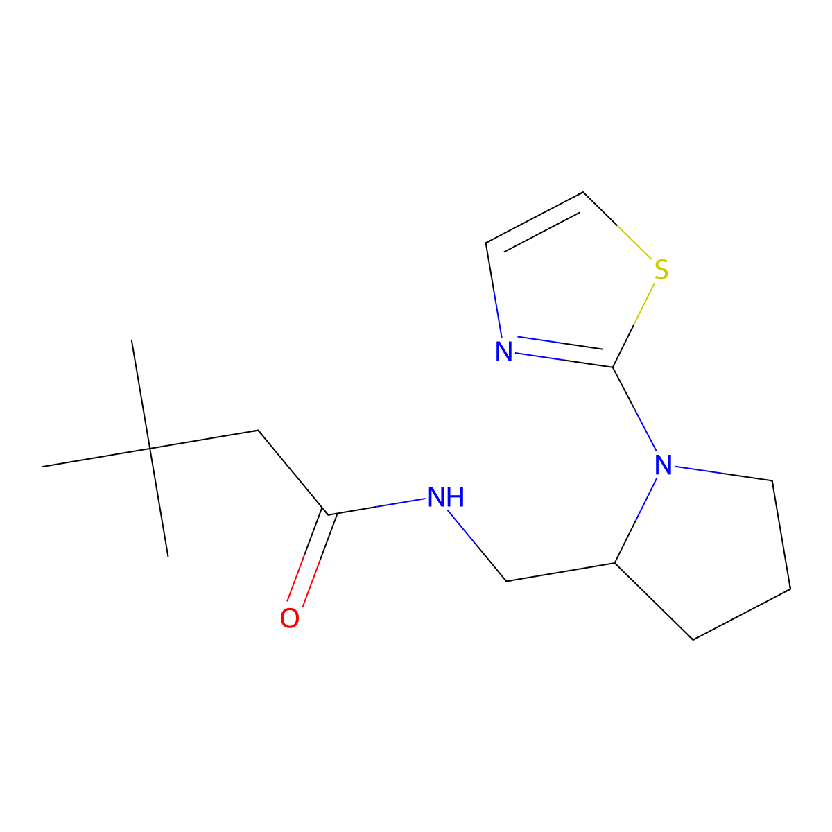 3,3-dimethyl-N-((1-(thiazol-2-yl)pyrrolidin-2-yl)methyl)butanamide molecular structure, CAS 1795209-36-7