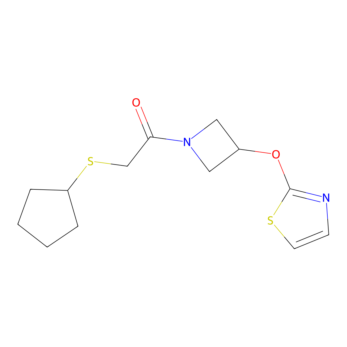 2-(Cyclopentylthio)-1-(3-(thiazol-2-yloxy)azetidin-1-yl)ethanone molecular structure, CAS 1795211-48-1