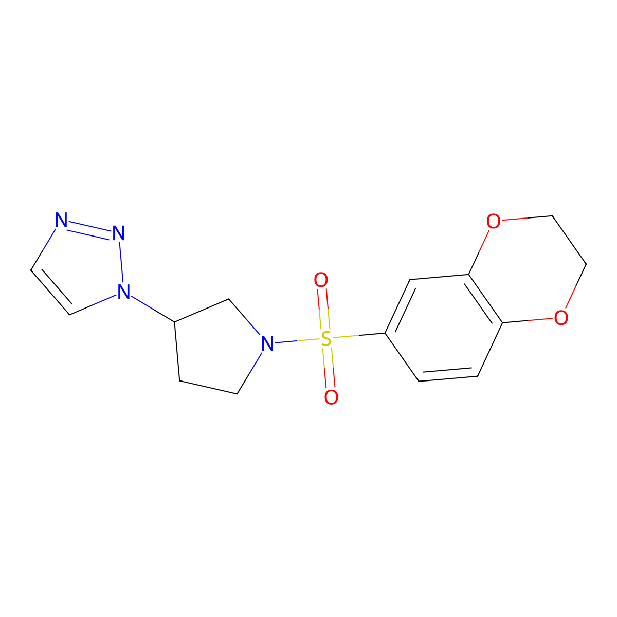 1-(1-((2,3-dihydrobenzo[b][1,4]dioxin-6-yl)sulfonyl)pyrrolidin-3-yl)-1H-1,2,3-triazole molecular structure, CAS 1795212-12-2