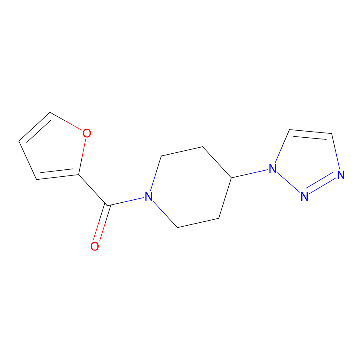 (4-(1H-1,2,3-triazol-1-yl)piperidin-1-yl)(furan-2-yl)methanone molecular structure, CAS 1795212-40-6