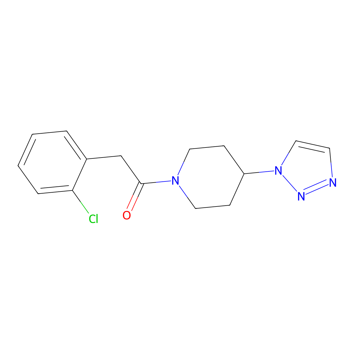 1-(4-(1H-1,2,3-triazol-1-yl)piperidin-1-yl)-2-(2-chlorophenyl)ethanone molecular structure, CAS 1795212-52-0