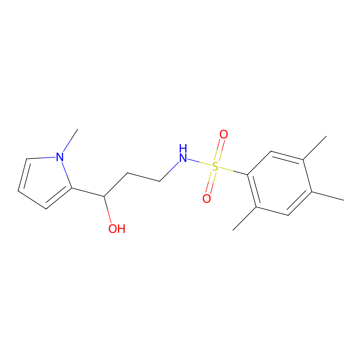N-(3-hydroxy-3-(1-methyl-1H-pyrrol-2-yl)propyl)-2,4,5-trimethylbenzenesulfonamide molecular structure, CAS 1795213-26-1