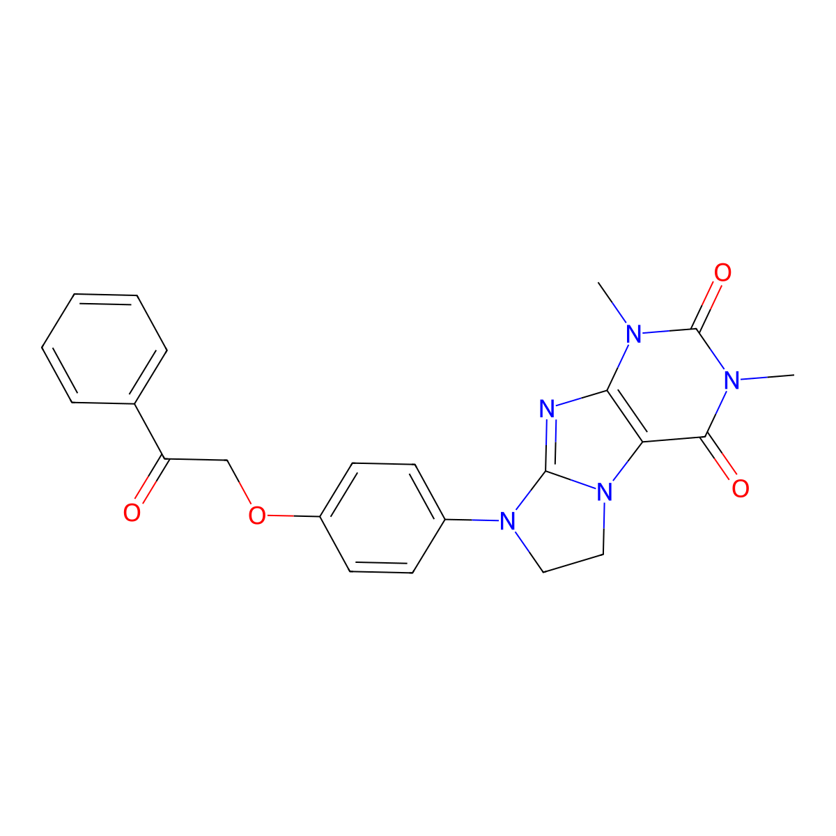 1,3-dimethyl-8-[4-(2-oxo-2-phenylethoxy)phenyl]-1H,2H,3H,4H,6H,7H,8H-imidazo[1,2-g]purine-2,4-dione molecular structure, CAS 1795214-09-3