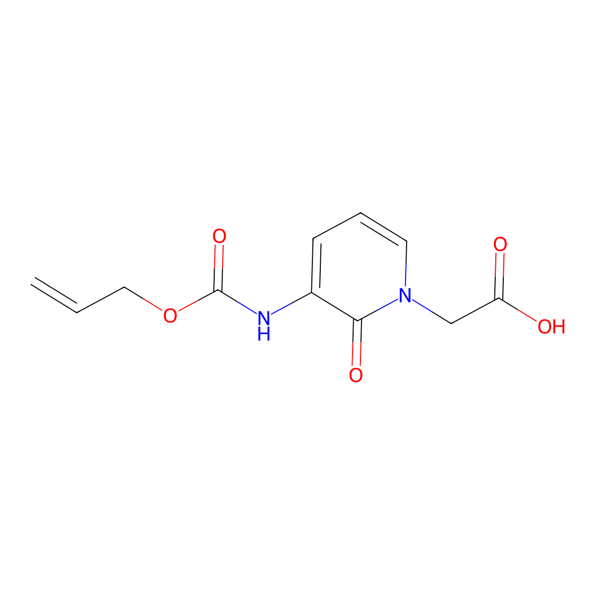 2-(2-Oxo-3-{[(prop-2-en-1-yloxy)carbonyl]amino}-1,2-dihydropyridin-1-yl)acetic acid molecular structure, CAS 179524-12-0