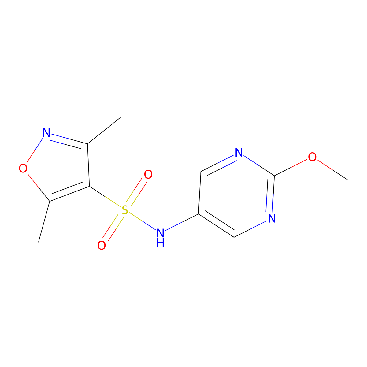 N-(2-methoxypyrimidin-5-yl)-3,5-dimethyl-1,2-oxazole-4-sulfonamide molecular structure, CAS 1795266-30-6