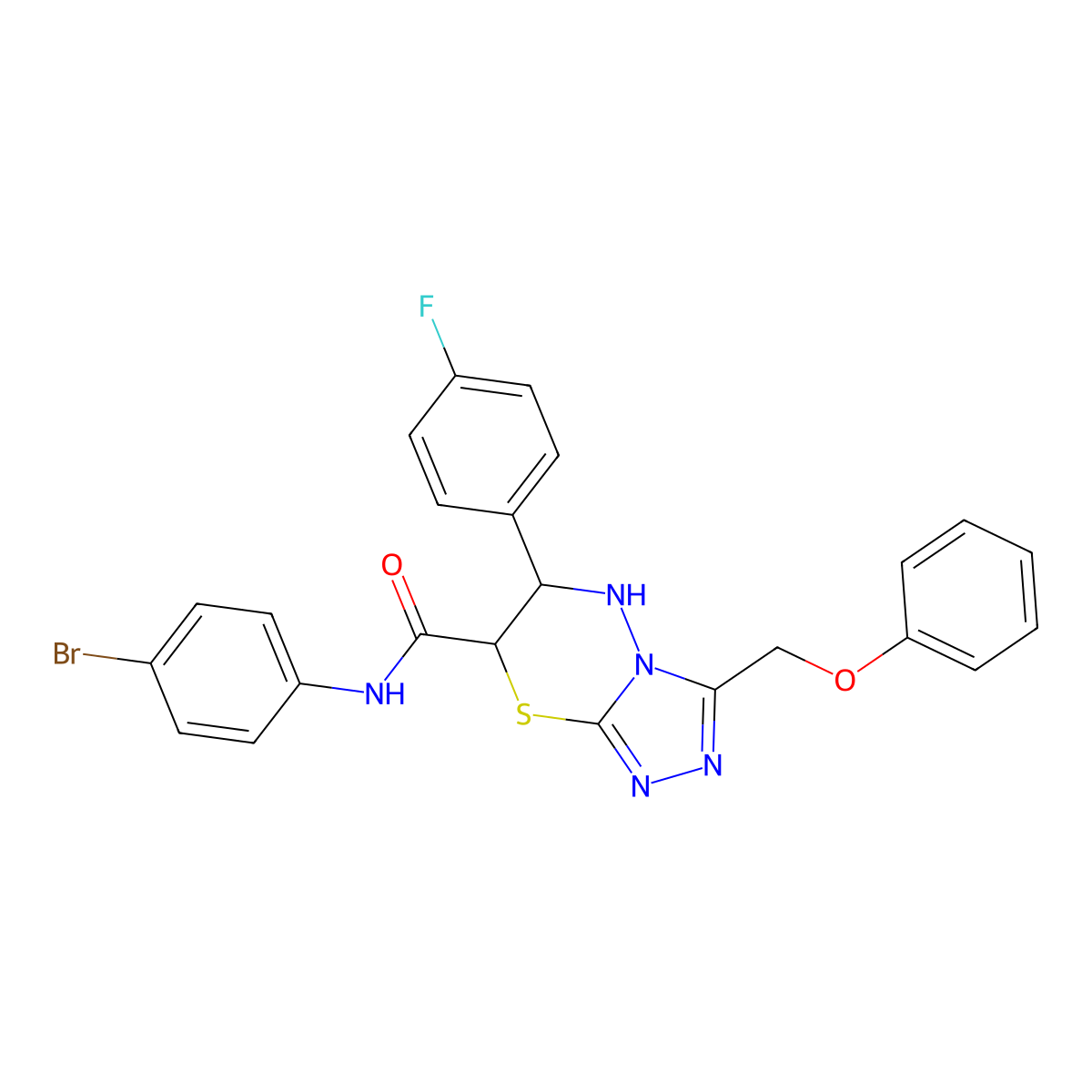 N-(4-bromophenyl)-6-(4-fluorophenyl)-3-(phenoxymethyl)-6,7-dihydro-5H-[1,2,4]triazolo[3,4-b][1,3,4]thiadiazine-7-carboxamide molecular structure, CAS 1795274-99-5