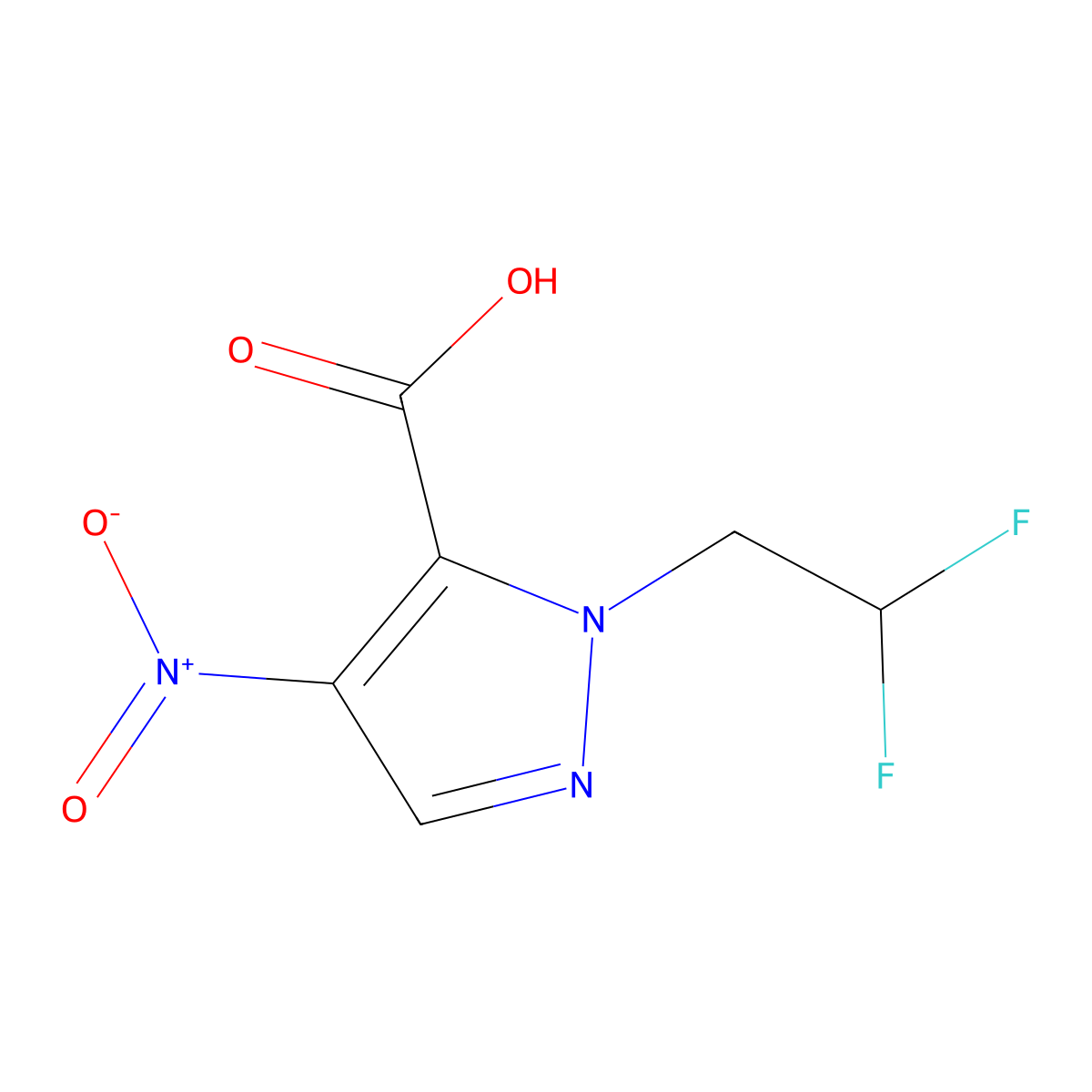 1-(2,2-difluoroethyl)-4-nitro-1H-pyrazole-5-carboxylic acid molecular structure, CAS 1795275-24-9