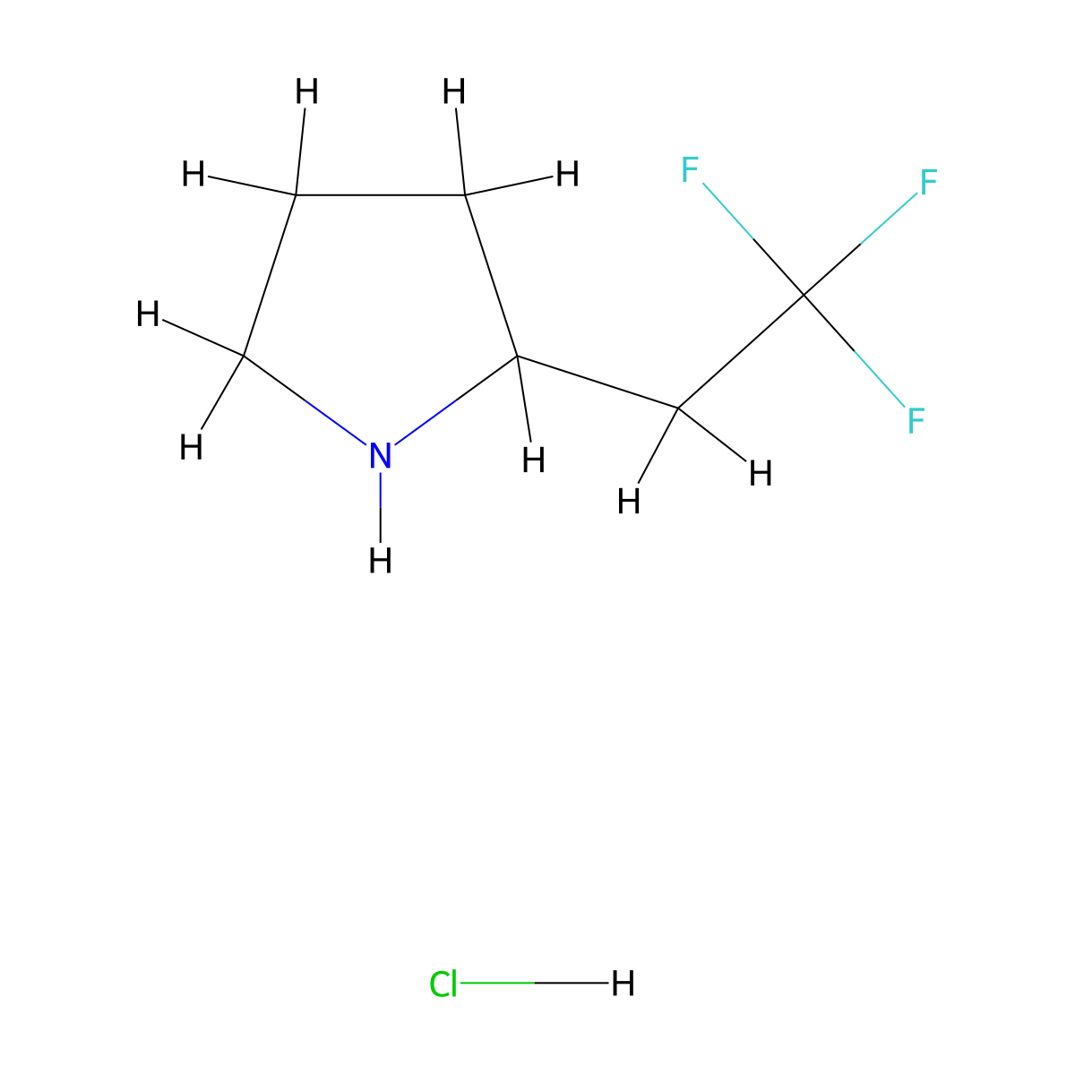 2-(2,2,2-Trifluoroethyl)pyrrolidine hydrochloride molecular structure, CAS 1795277-48-3