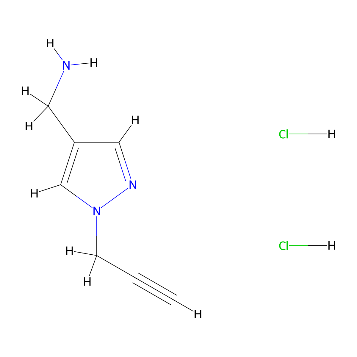 [1-(prop-2-yn-1-yl)-1H-pyrazol-4-yl]methanamine dihydrochloride molecular structure, CAS 1795278-41-9