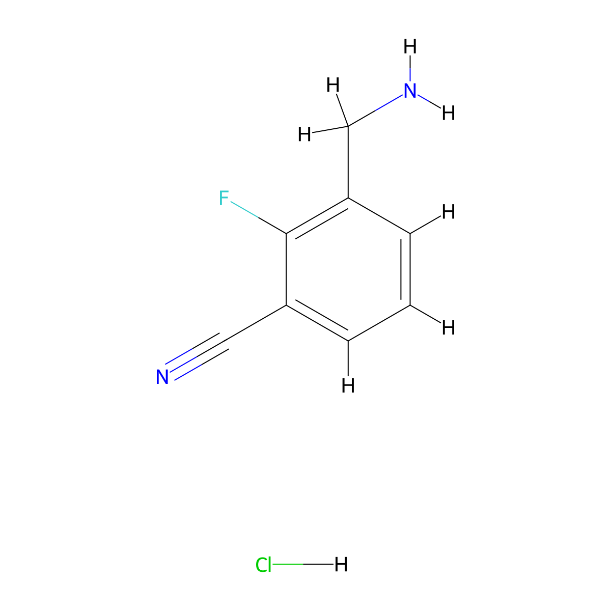 3-(Aminomethyl)-2-fluorobenzonitrile hydrochloride molecular structure, CAS 1795283-40-7