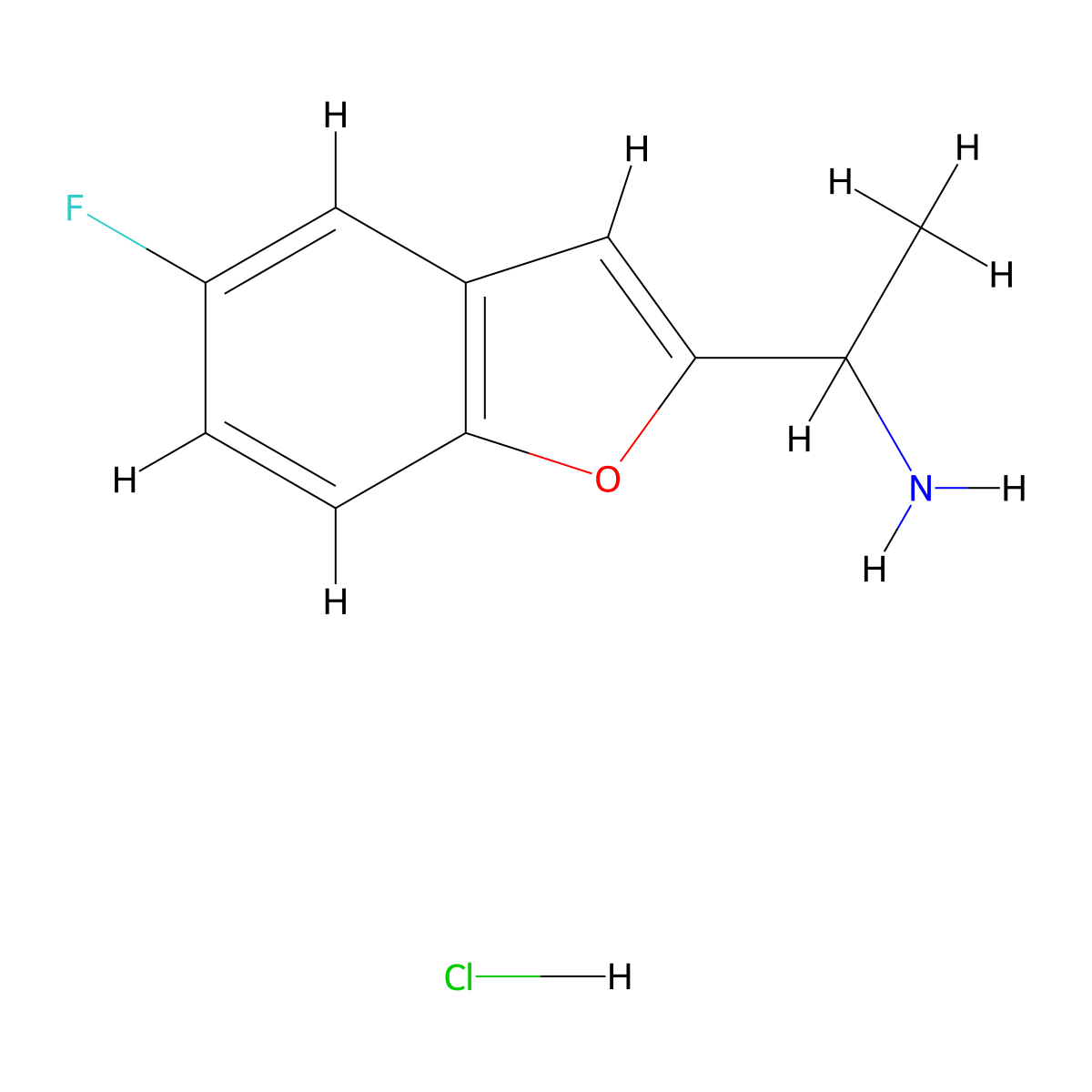 1-(5-Fluoro-1-benzofuran-2-yl)ethan-1-amine hydrochloride molecular structure, CAS 1795283-85-0