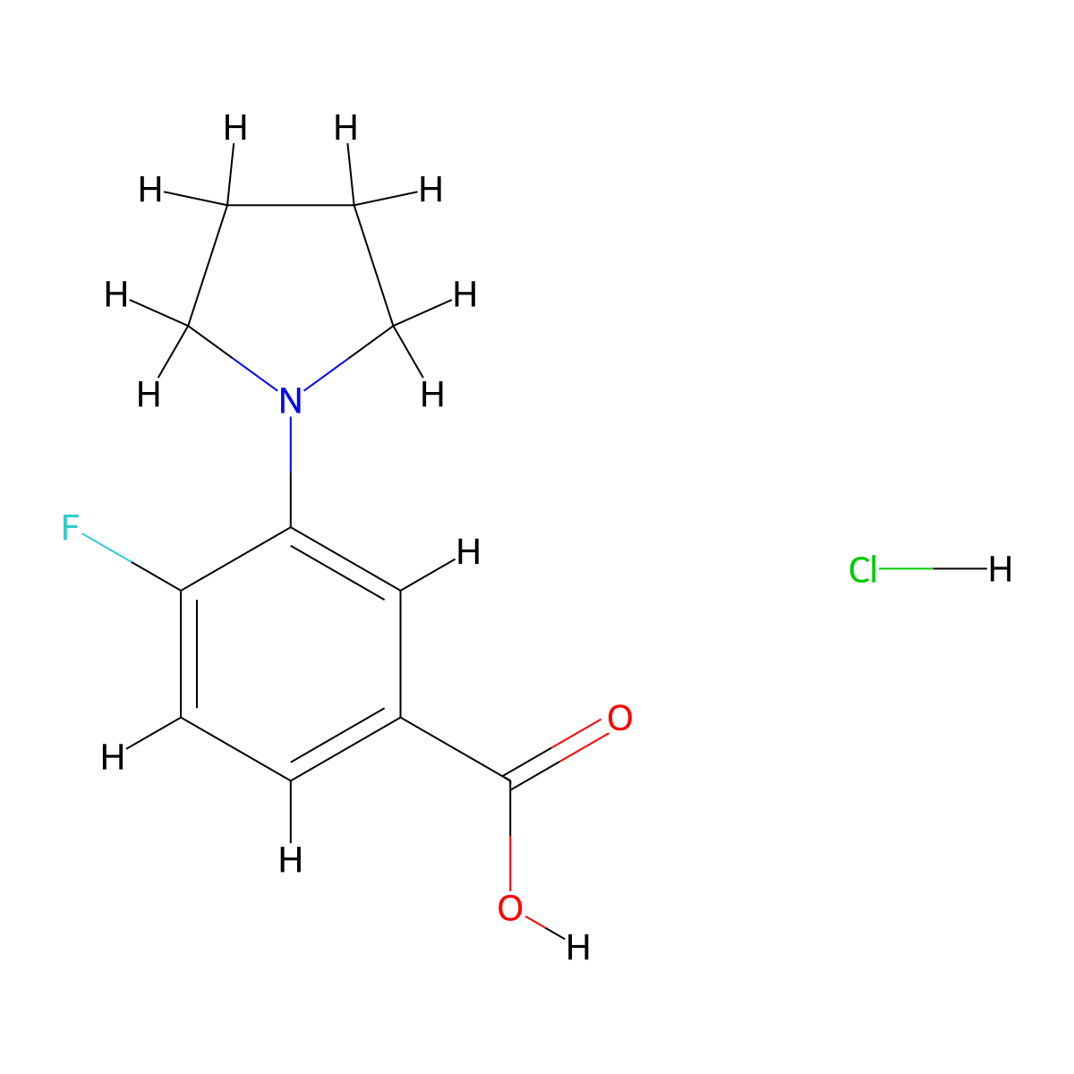 4-Fluoro-3-(pyrrolidin-1-yl)benzoic acid hydrochloride molecular structure, CAS 1795284-07-9