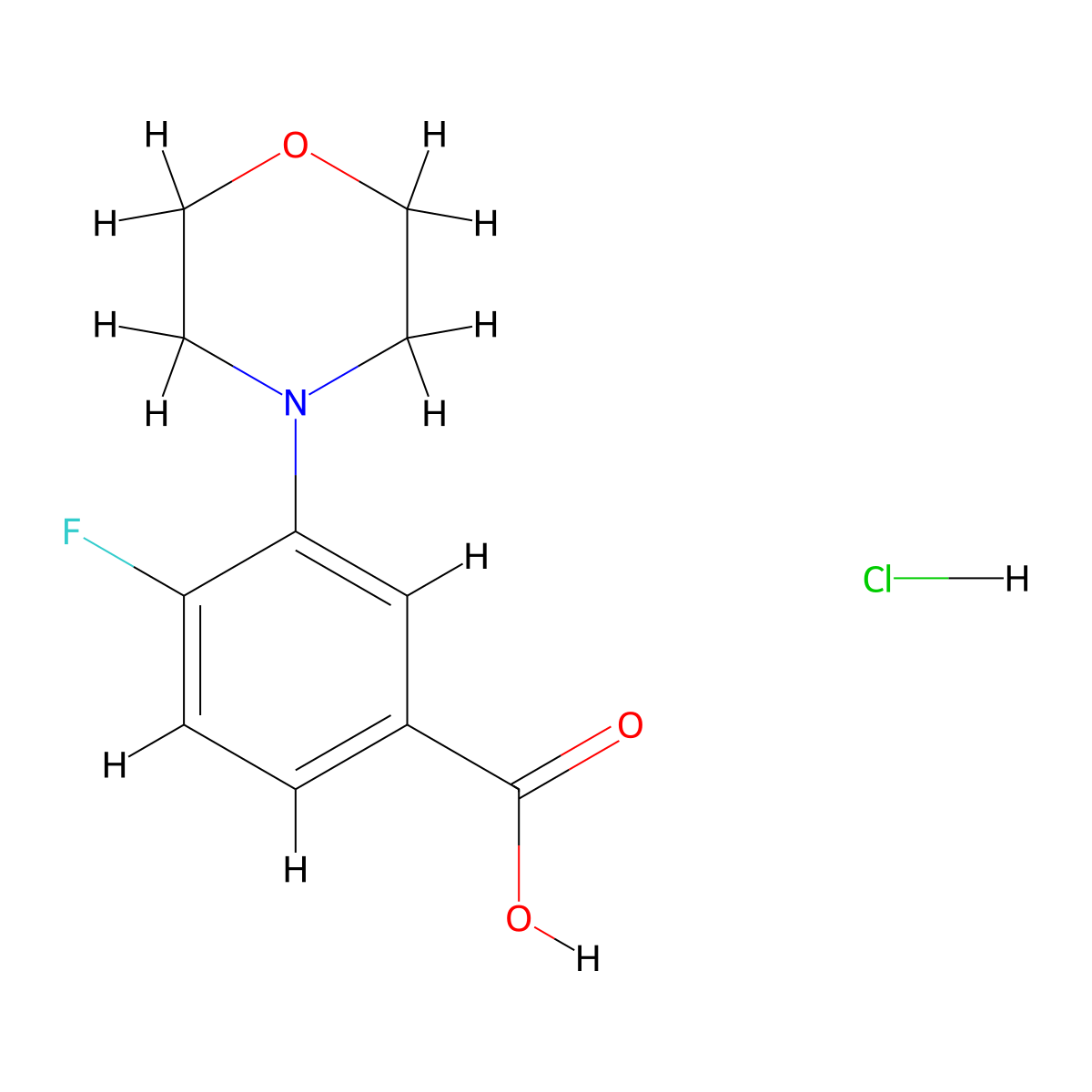 4-Fluoro-3-(morpholin-4-yl)benzoic acid hydrochloride molecular structure, CAS 1795284-10-4