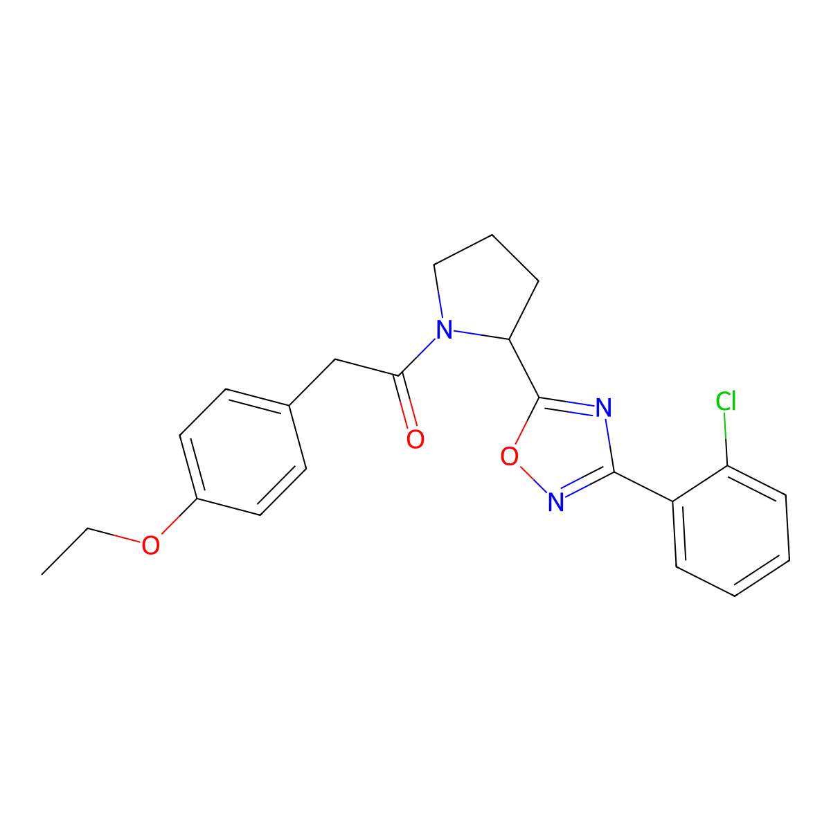 3-(2-Chlorophenyl)-5-{1-[(4-ethoxyphenyl)acetyl]pyrrolidin-2-yl}-1,2,4-oxadiazole molecular structure, CAS 1795293-42-3