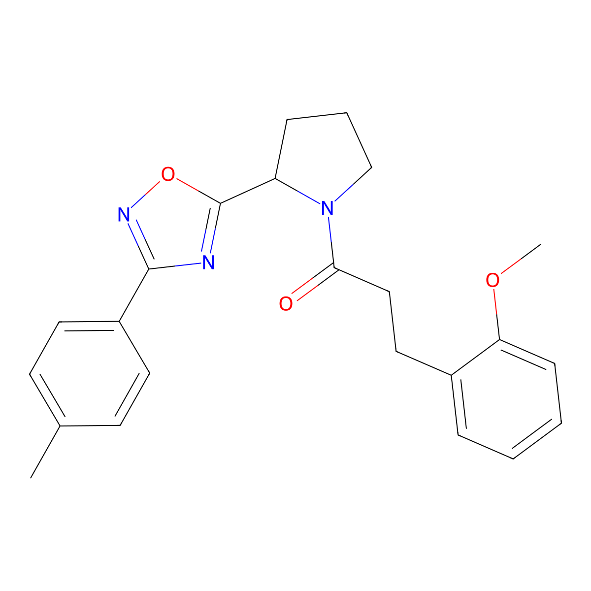 5-{1-[3-(2-Methoxyphenyl)propanoyl]pyrrolidin-2-yl}-3-(4-methylphenyl)-1,2,4-oxadiazole molecular structure, CAS 1795293-46-7
