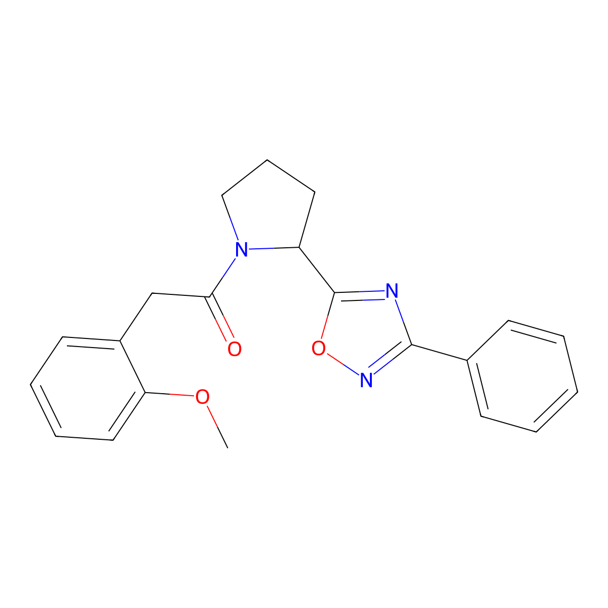 5-{1-[(2-Methoxyphenyl)acetyl]pyrrolidin-2-yl}-3-phenyl-1,2,4-oxadiazole molecular structure, CAS 1795293-61-6