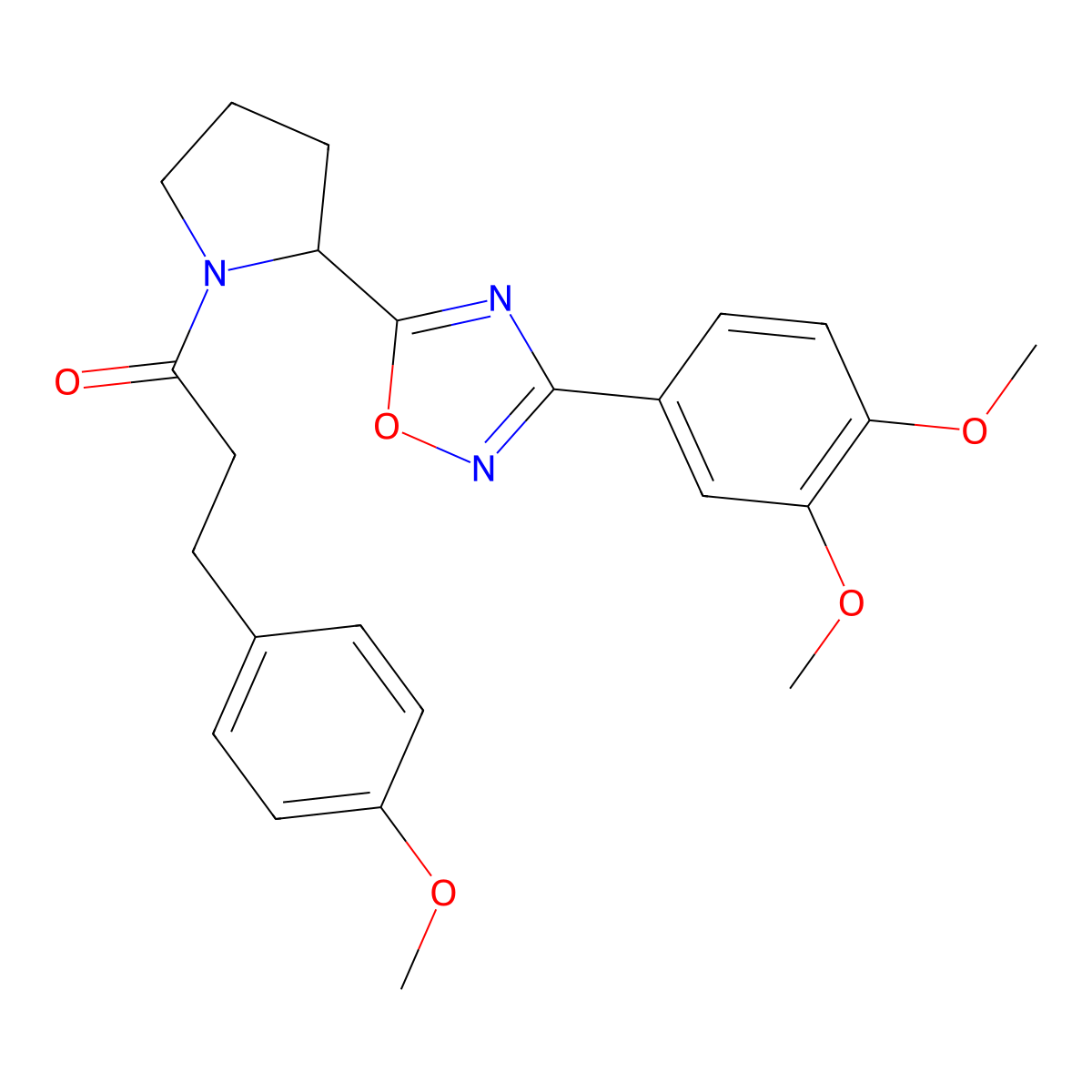 3-(3,4-Dimethoxyphenyl)-5-{1-[3-(4-methoxyphenyl)propanoyl]pyrrolidin-2-yl}-1,2,4-oxadiazole molecular structure, CAS 1795293-65-0