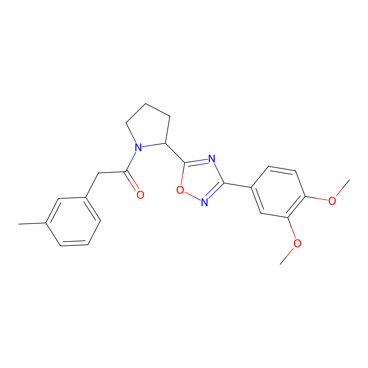 3-(3,4-Dimethoxyphenyl)-5-{1-[(3-methylphenyl)acetyl]pyrrolidin-2-yl}-1,2,4-oxadiazole molecular structure, CAS 1795293-74-1